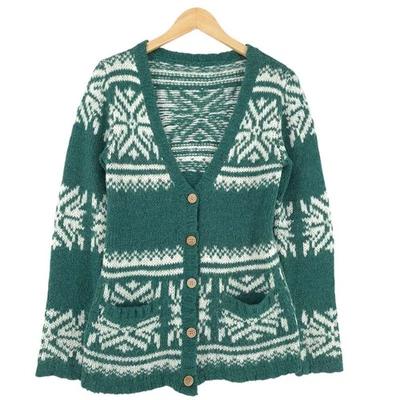 Vintage Nordic Pullover Norwegen Grün Fair Isle Wolle Yc8 Größe S - Bild 1 von 4