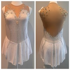 Adult Small Ice Skating Dress Rhinestone Figure Skating Competition Costume