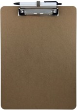 Letter Size Hardboard Pen Holder Clipboard with Low Profile Clip Pen Included