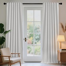 White Blackout Curtains 96 Inches Long - Linen 100 Blackout Curtain 2 Panel ...