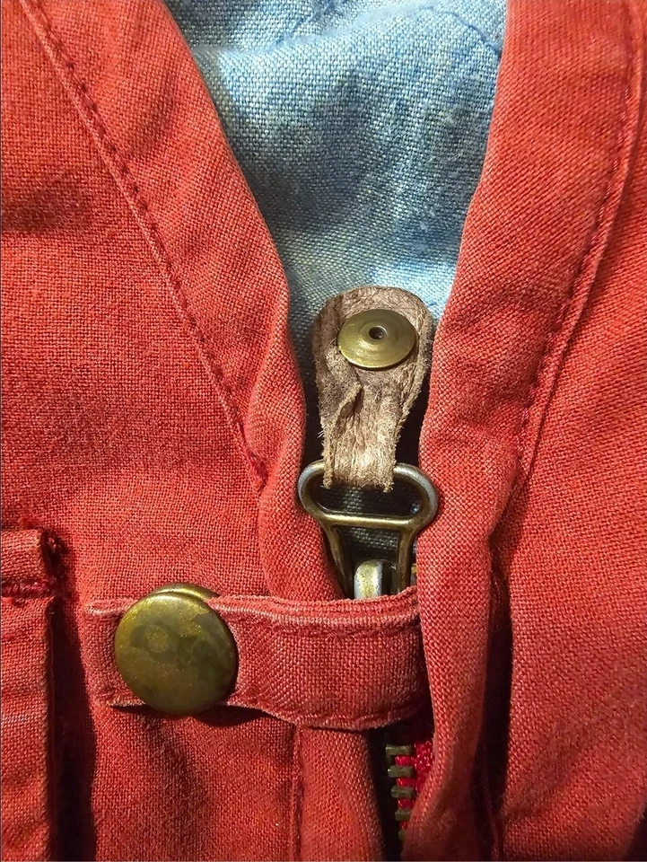 Chaleco utilitario vintage rojo Forenza multi bolsillo hecho en Hong Kong talla grande Foto 3 de 4