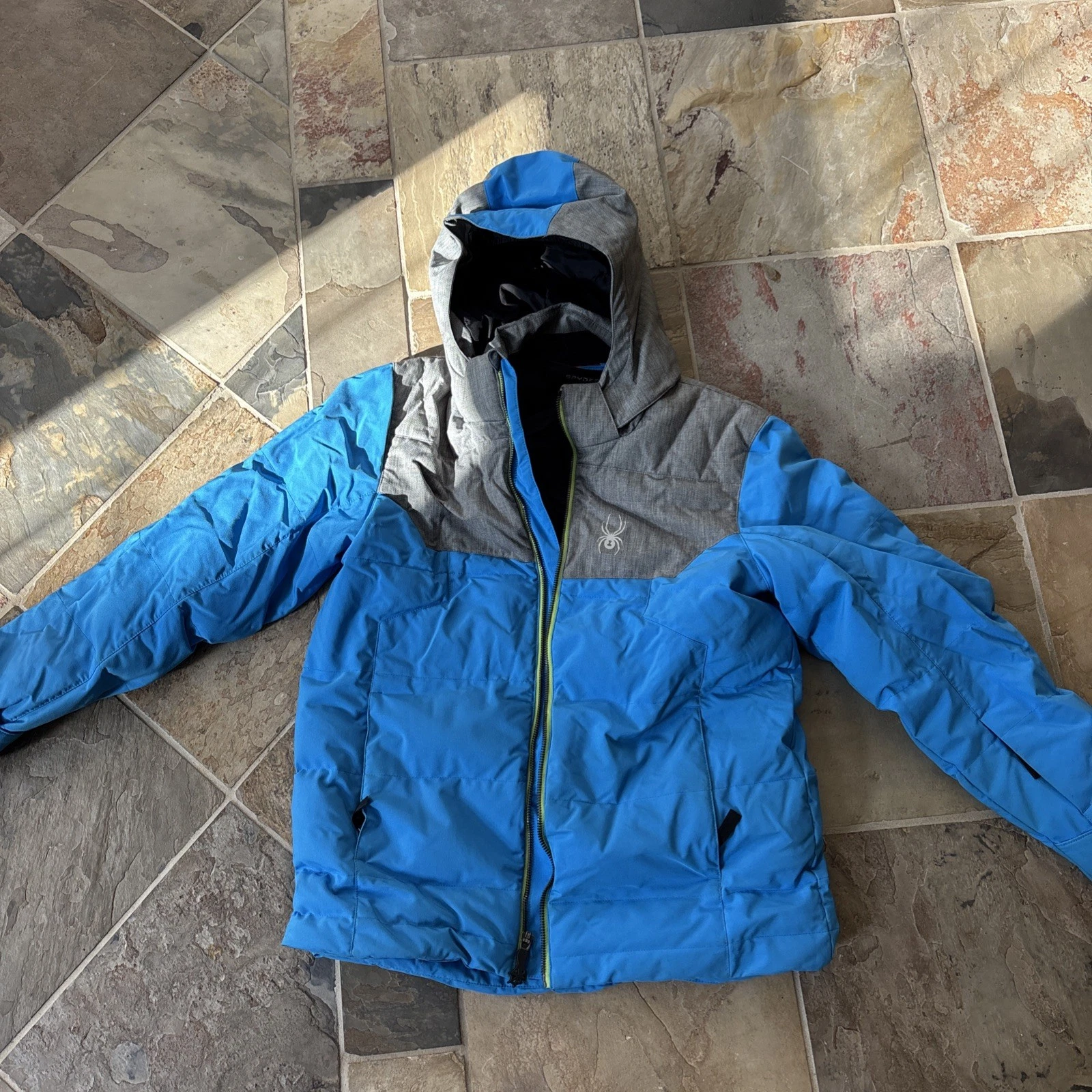Spyder Men's Blue Hooded Insulated Jacket