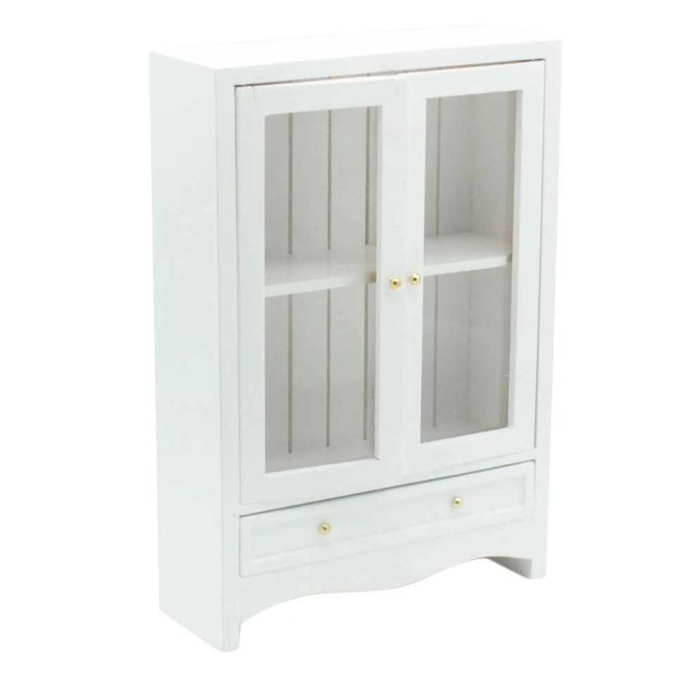 Maison de poupée miniature, étagère en bois blanc, bibliothèque - Photo 1/4