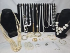 Vtg Now White Mixed Bulk Costume Jewelry Lot Necklaces Bracelet Earrings #1051