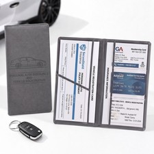 Premium Car Registration  Insurance Card Holder w/ Magnetic Shut for Documents