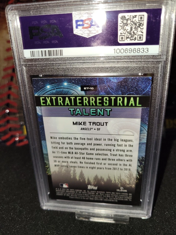 2024 Topps Cosmic Chrome MIKE TROUT E.T. GREEN SPACE DUST PSA 9 MINT  #44/75 - Image 2 of 2
