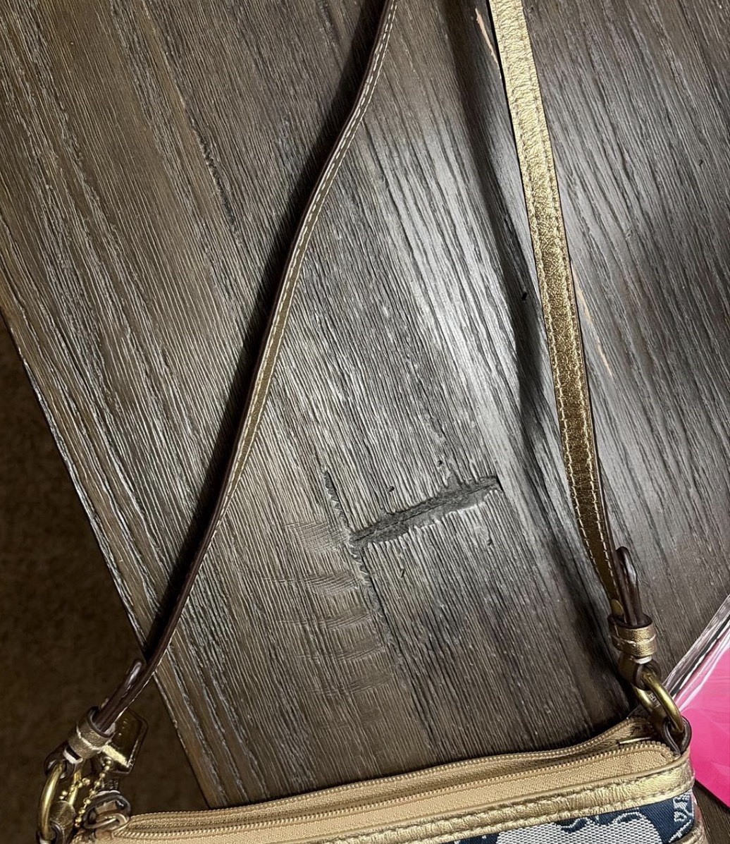 Coach patchwork leather & canvas crossbody Gold t… - image 7