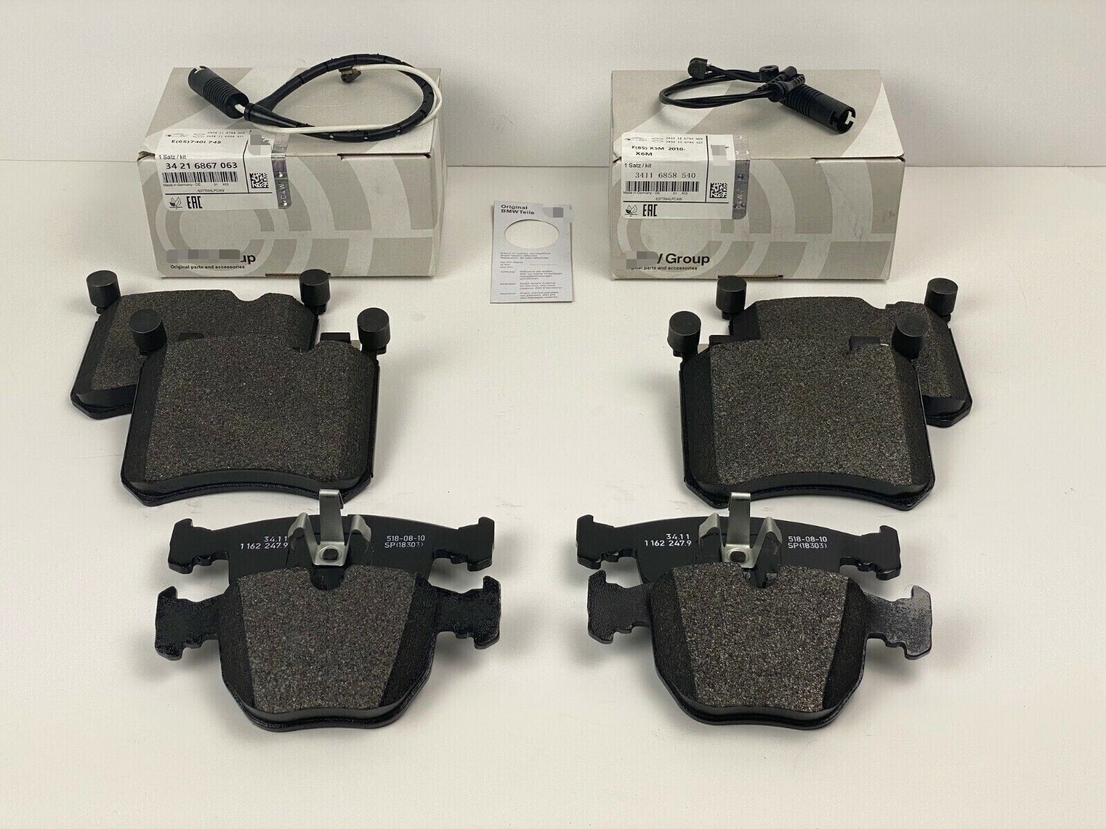Front & Rear Brake Pads With Sensors For 10-19 Rolls Royce Ghost, Wraith & Dawn