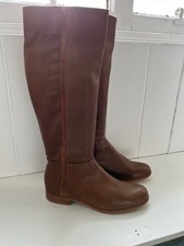 New Hobbs Boots Women Size 39 6 Tan Leather Knee High Boots with side zips