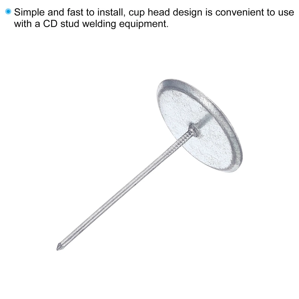 2 Pollici Piatto Testa Puntina,300pz Termica Tazza Testa Saldatura Perni - Immagine 4 di 4