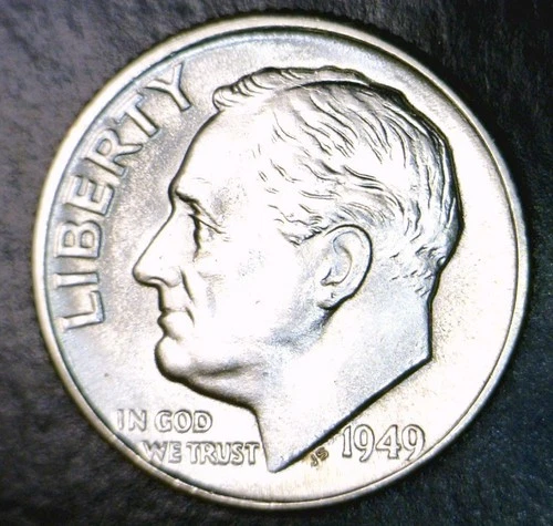 1949d BU+ / CH BU Roosevelt SILVER Dime NICE FLASHY Coin #PQ1   NR