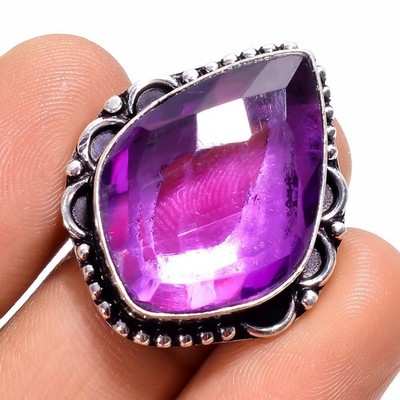 Handmade Amethyst Gemstone 925 Sterling Silver Ring 6 US Partywear Women Jewelry