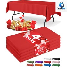 Red Plastic Table Cloth Disposable, 4 Pack, 54 x 108 in