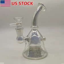 US 15cm Smoking Reflective Glass Hookah Water Pipe Silver Bong Shisha W/ Bowl
