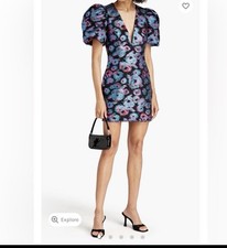 Rebecca Vallance Leila Puff Sleeve Mini Dress Metallic Blue/Purple Size US 4