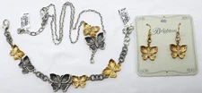 Brighton EVERBLOOM FLUTTER NWT $258 Butterfly Necklace Bracelet & Earrings Set