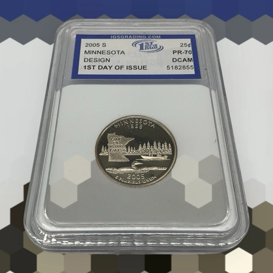 Minnesota 2005 S State Quarter IGS Graded 1st Day Issue PR-70 Perfect Rating - Image 3 of 4