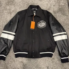 Hugo Boss X NFL Raiders Leather Sleeves Jacket Mens Sz M New Rare