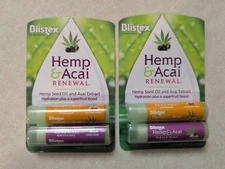 (2) Blistex Hemp & Acai Renewal Lip Balm 2ct - Raspberry Ginger & Cherry Cream