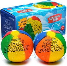 2 Pack Activ Life 3" Ultimate Aqua Bounce Ball Skips Across Water Multicolor NEW