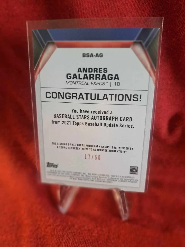 2021 Topps Update Baseball Stars Auto Gold /50 Andres Galarraga #BSA-AG - Image 2 of 2