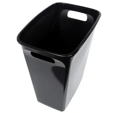 Trash Can, 8.8 Gallon Plastic Open Top Garbage Bucket Bin with No Lid, Black