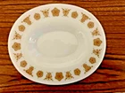 Vintage 70s Corning Glass Pyrex Butterfly Gold Oval Gravy Boat Under Plate 77-U