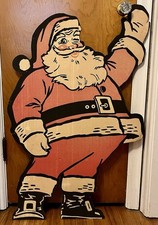 RARE Vintage CHRISTMAS - SANTA CLAUS Mid Century Cardboard Cutout 37" Display
