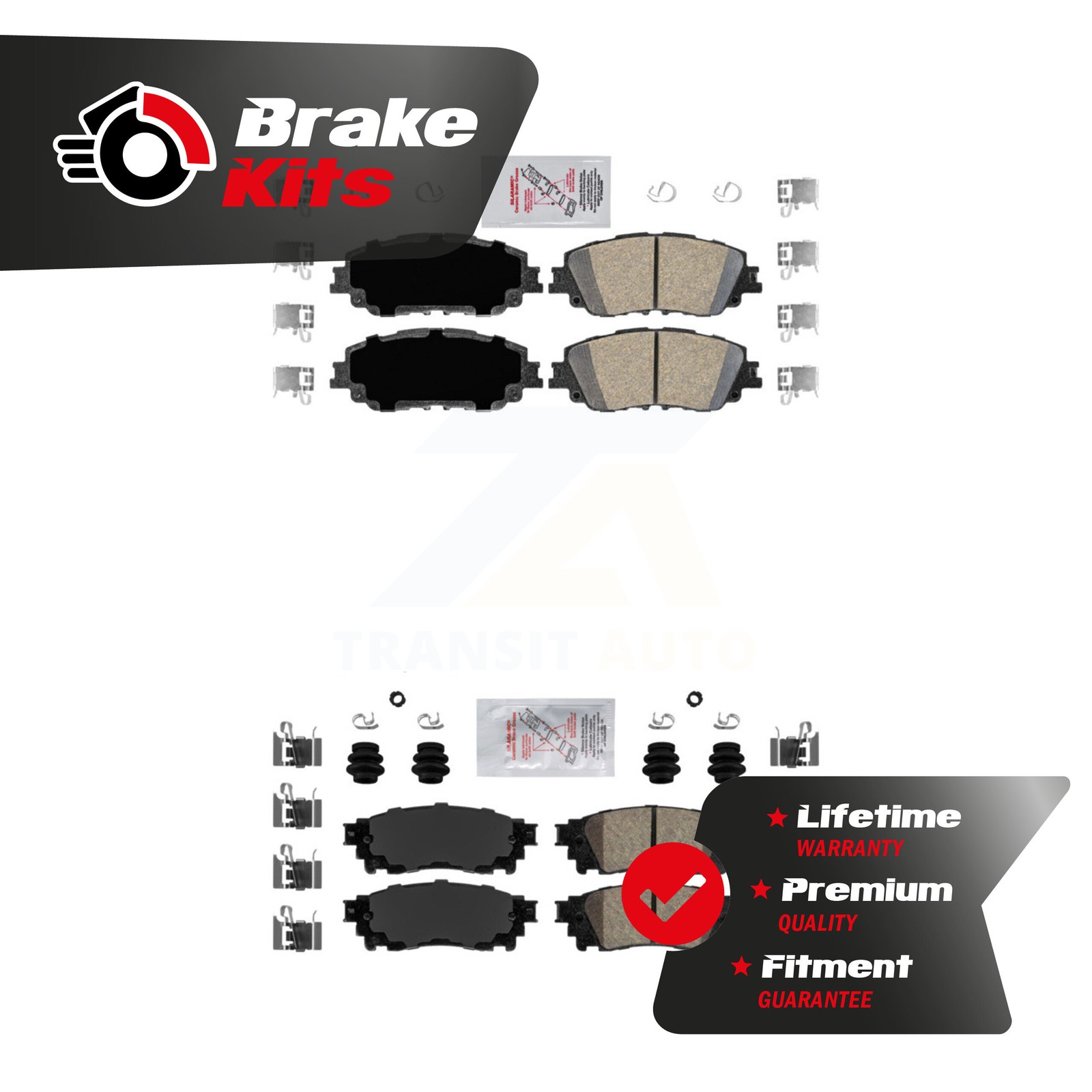 Front Rear Ceramic Disc Brake Pads Kit For 2019-2023 Toyota RAV4