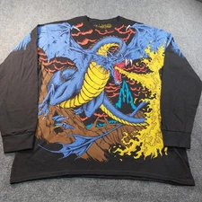 Rare Liquid Blue Dragon Knight Shirt Mens XL AOP Alternate Colorway Fire-Breathi