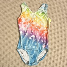 GK ELITE Gymnastics Leotard RAINBOW STAR Print MULTI-COLOR Adult Small