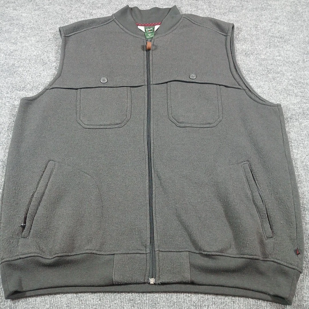 Woolrich Grey Fleece Vest Mens Size 2XL Full Zip Hiking Outdoor Walking