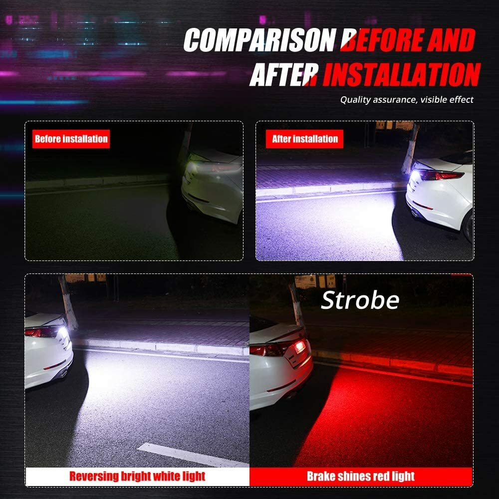 Universal LED License Plate Light - 6000K White & Red, Backup Tail Light For Car SUV Truck