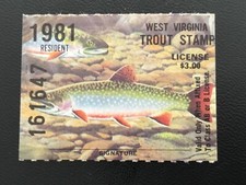 ICOLLECTZONE  US 1981 Resident West Virginia T21 Trout Stamp VF NH