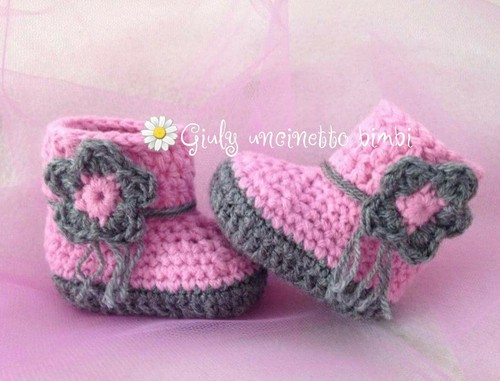 Scarpine scarpette a stivaletto per neonata realizzat con uncinetto lana  neonato | eBay