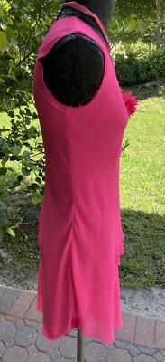 rachel roy hot pink dress Rachel Roy Barbie Hot Pink Romantic Faux Wrap Sleeveless Dress Size Extra  Small