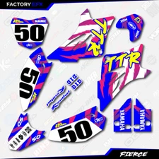 Retro Blue Yellow Fierce Racing Graphics Kit fit 06-25 YAMAHA TTR50 TTR 50 Decal