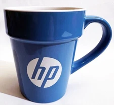 HP Hewlett-Packard Coffee Mug Tea Cup Blue Company Logo 10 fl oz