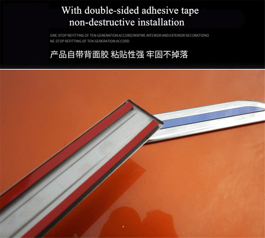 Juego de 4 piezas/juego de accesorios de decoración de cubierta de guardabarros de puerta delantera de coche cromado + azul Foto 4 de 4