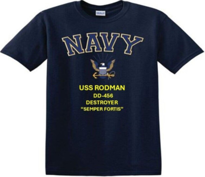 USS RODMAN  DD-456 * DESTROYER*EAGLE SHIRT* NAVY OFFICIALLY LICENSED