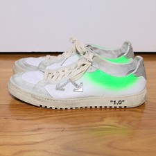 Off-White Virgil Abloh 1.0 Green Spray Metallic Silver Sneakers Shoes Men's 45