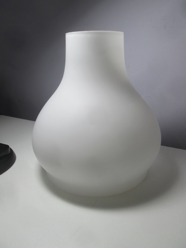 VTG White Frosted Glass Hurricane Shade Oil/Kerosene Lantern Lamp 8" H 6.75" Rim