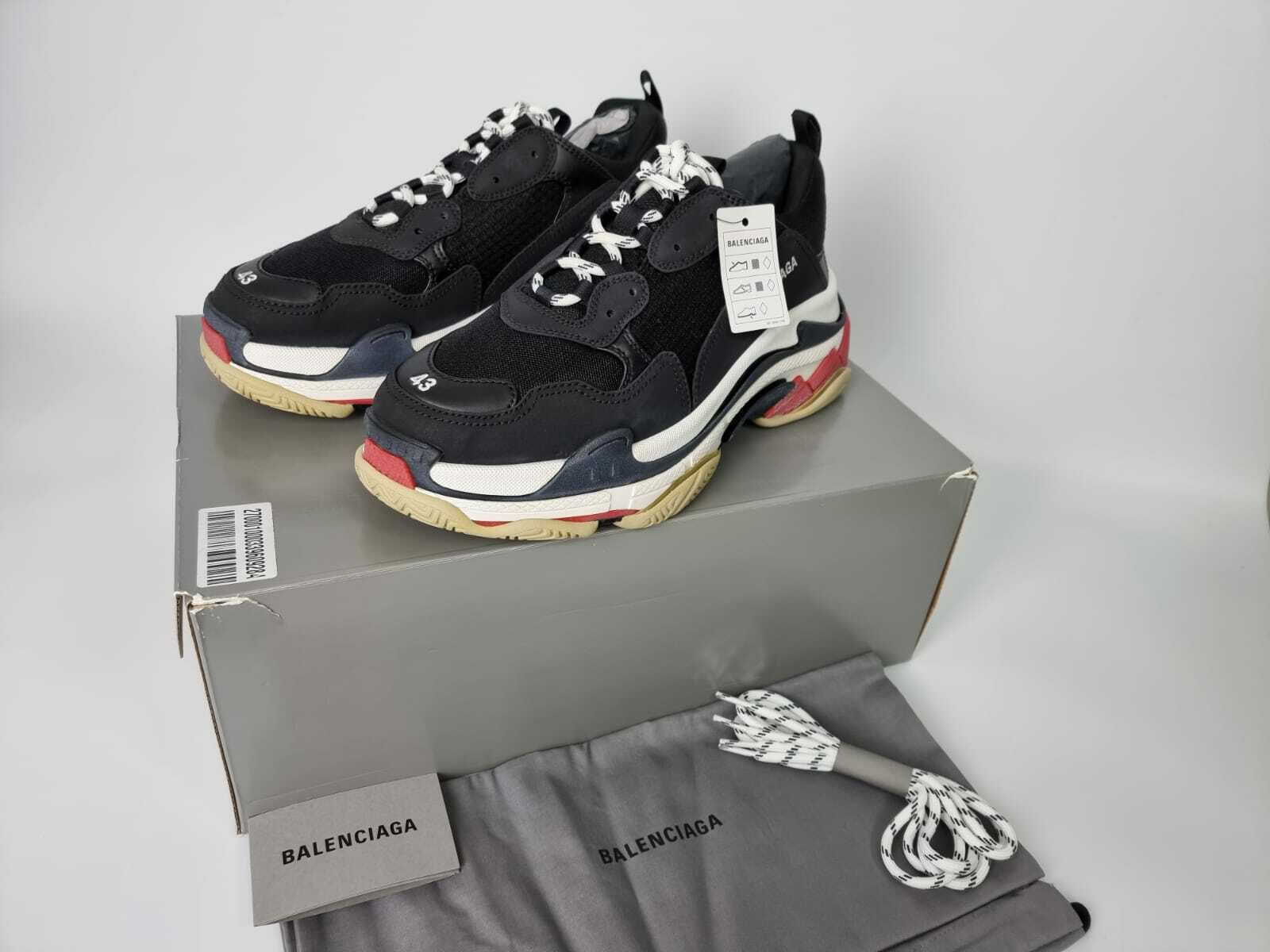 Balenciaga Triple S Black And Red Sneakers New