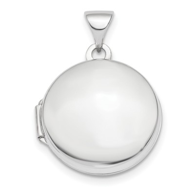 14K Weißgold poliert gewölbt 16 mm rundes Medaillon