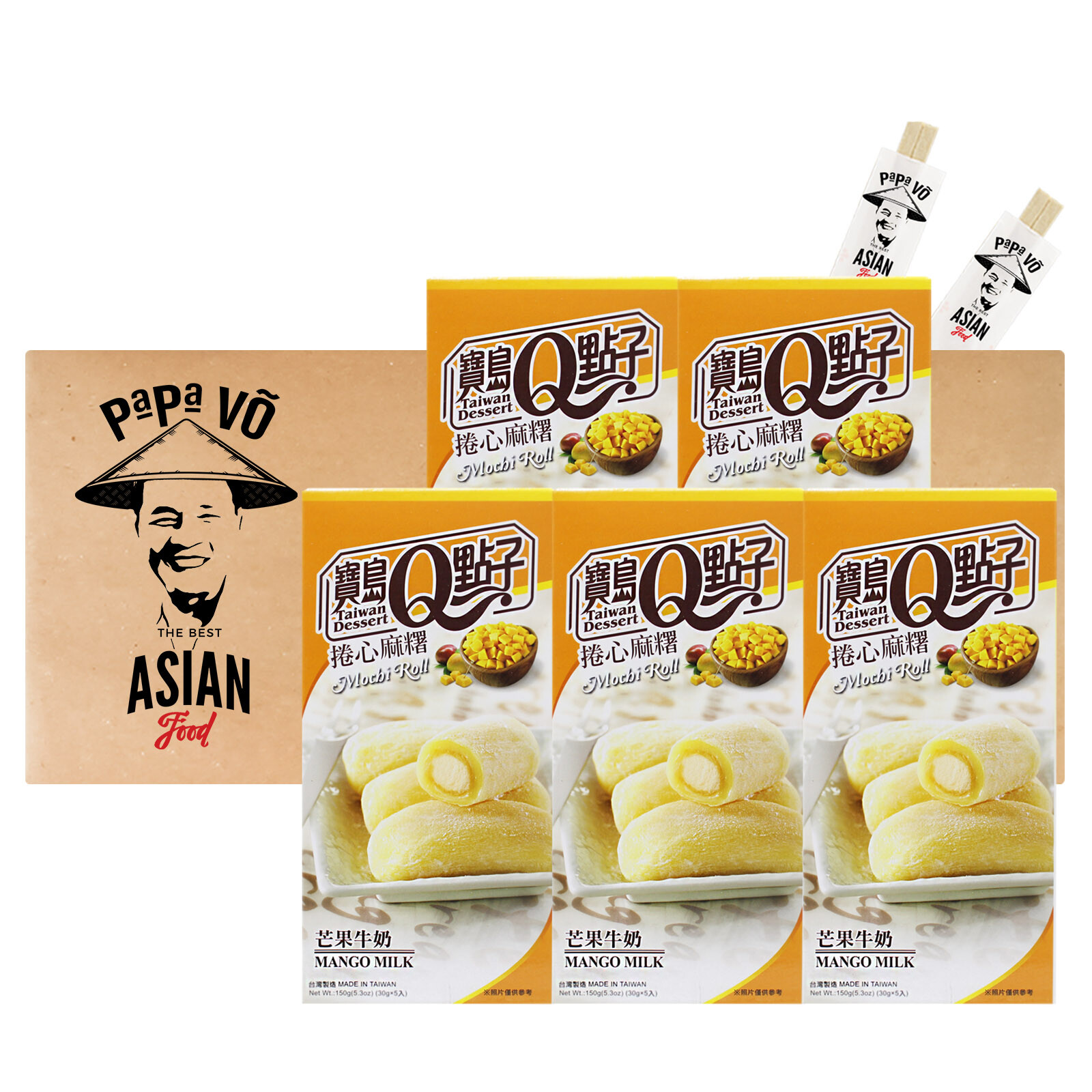 5er Pack (5x150g) TW He Fong Mochi Roll Mango Milk Mochis Klebreis Kuchen