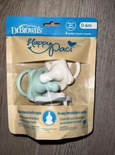 Dr Brown's Happy Paci 0-6m Pack of 3 Silicone Pacifiers Baby White Gray Green