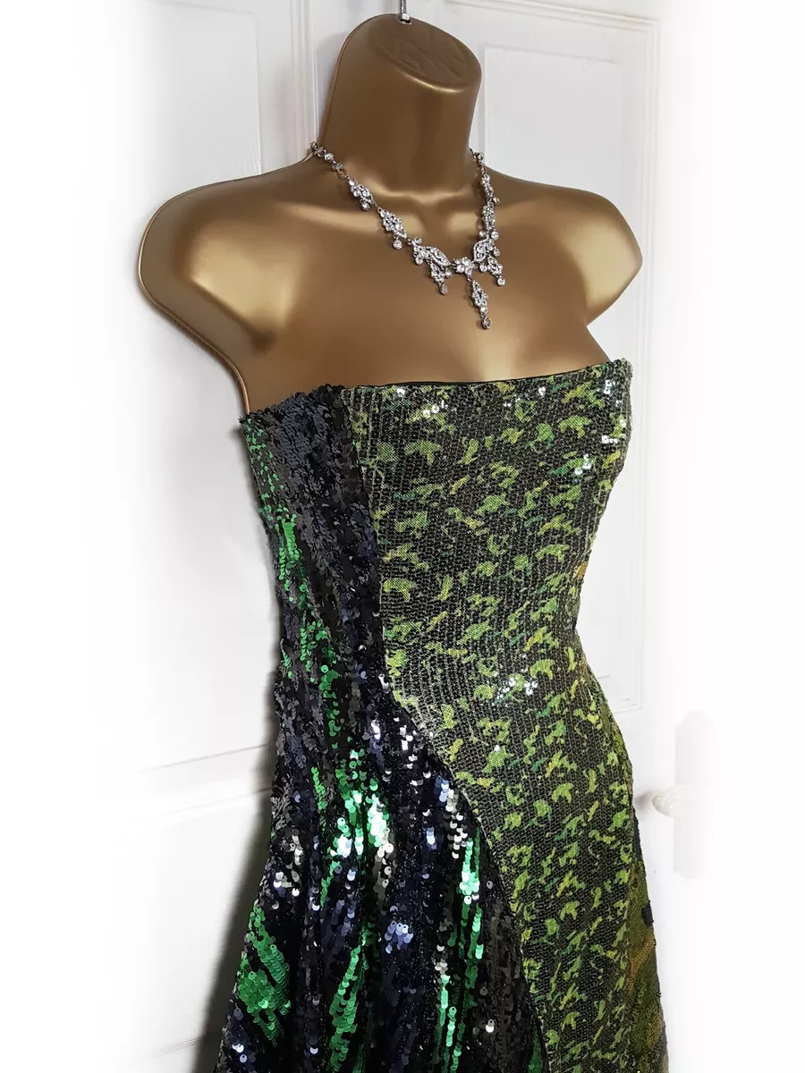 Green sequin top dress topshop