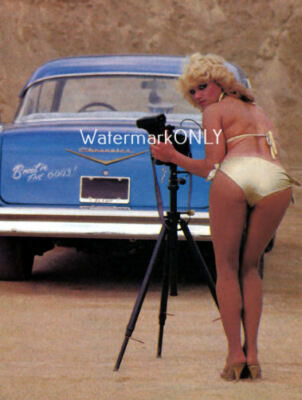 SUPER HOT ''Busty & LEGGY'' '80's Car Babe & '57 Chevy ''Pin-UP'' PHOTO! #(434b)