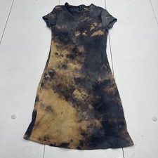 Shein Black Bleach Washed Ribbed T Shirt Dress Women’s Small