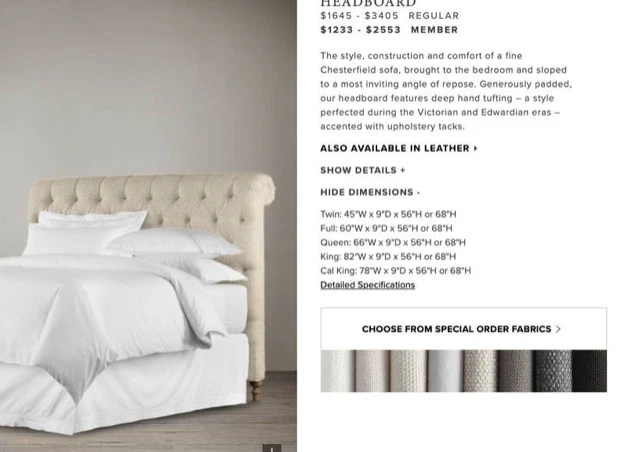 Restoration hardware king sale headboard